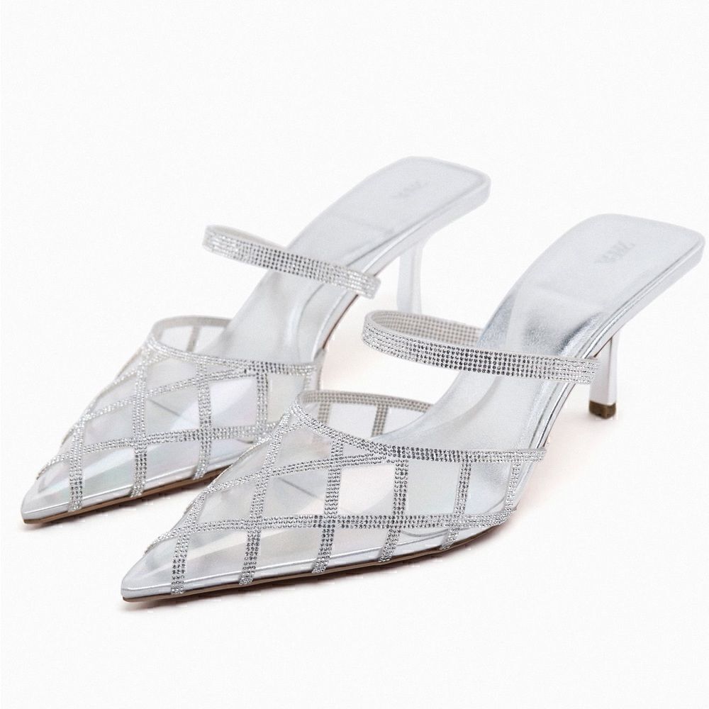 ZARA RHINESTONE VINYL MULES